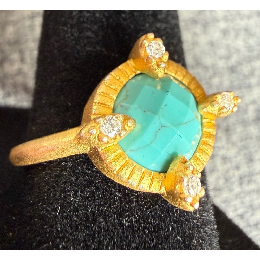 Freida Rothman Collection 925 Amazonian Allure Turquoise Ring CZ Size 7 Boho - Picture 9 of 9